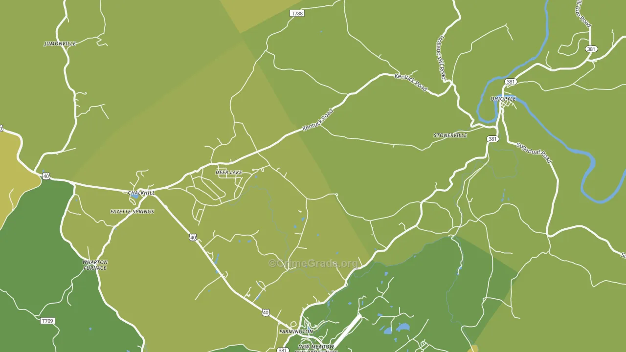 15470, PA Map of Vehicle Theft Rates