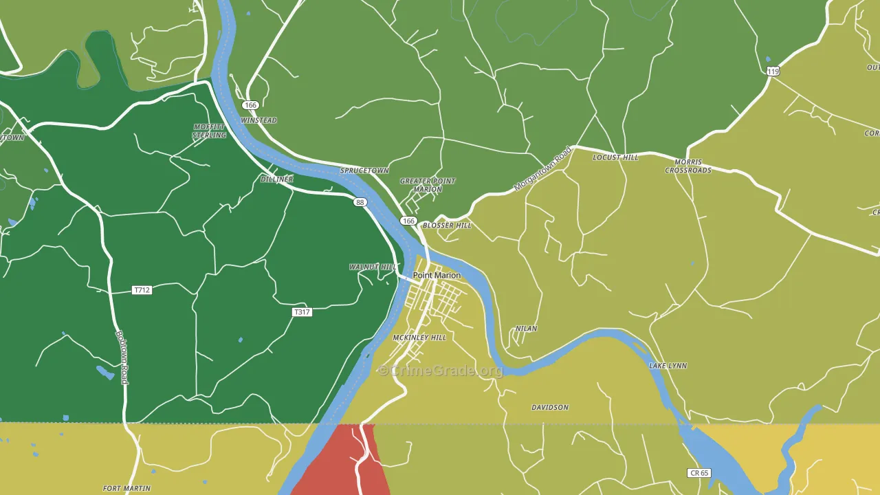 15474, PA Map of Vehicle Theft Rates