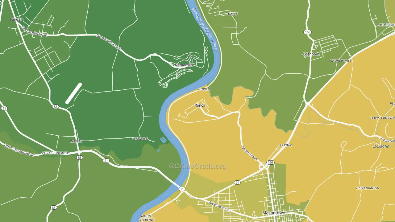 15476, PA Map of Vehicle Theft Rates
