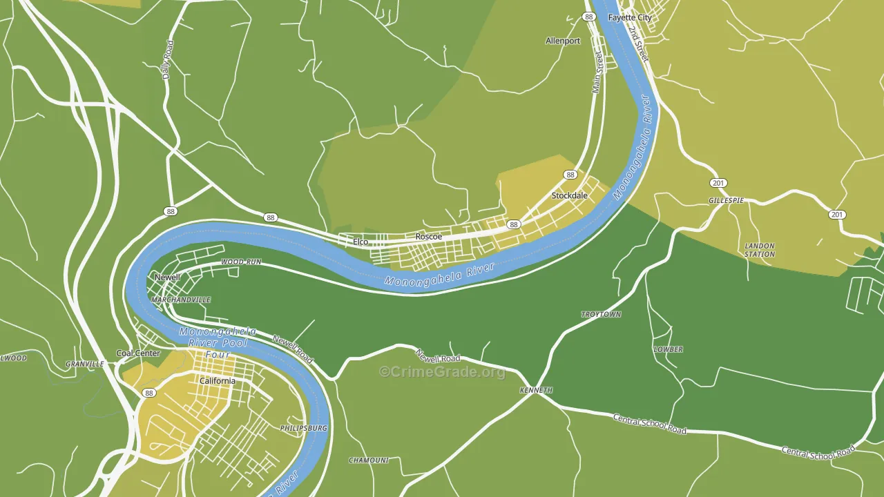 15477, PA Map of Vehicle Theft Rates