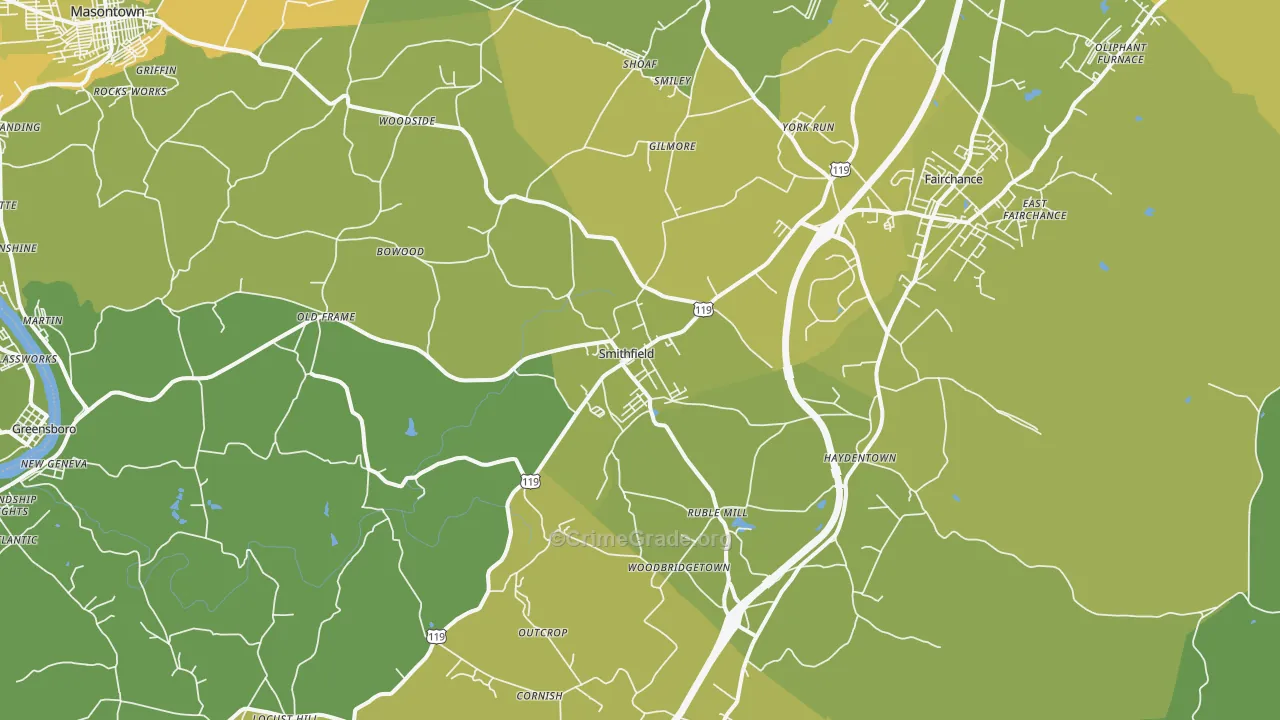 15478, PA Map of Vehicle Theft Rates