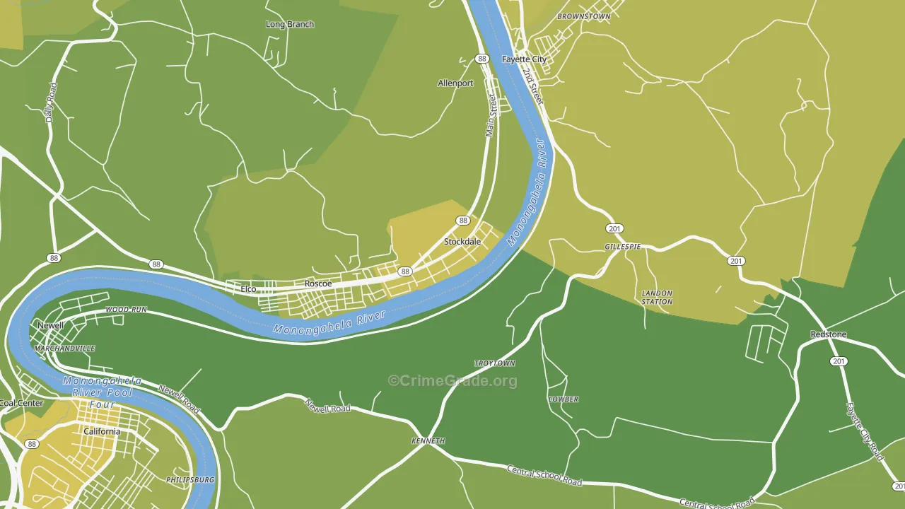 15483, PA Map of Vehicle Theft Rates