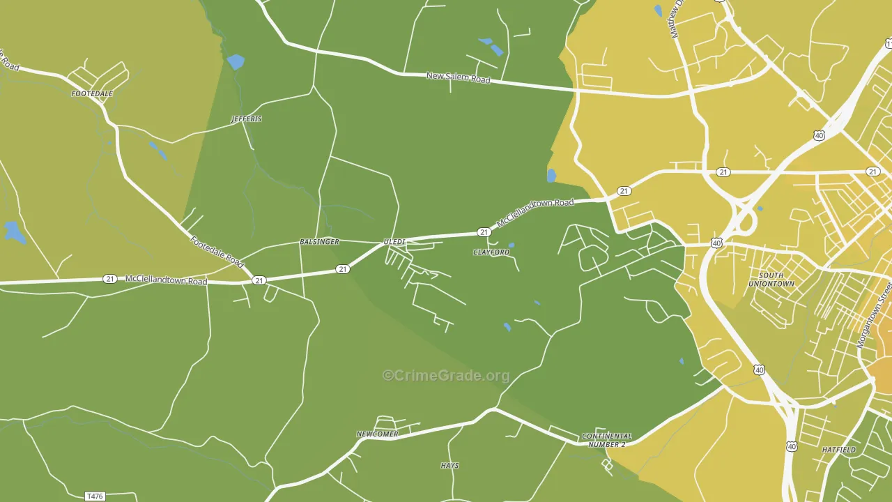 15484, PA Map of Vehicle Theft Rates