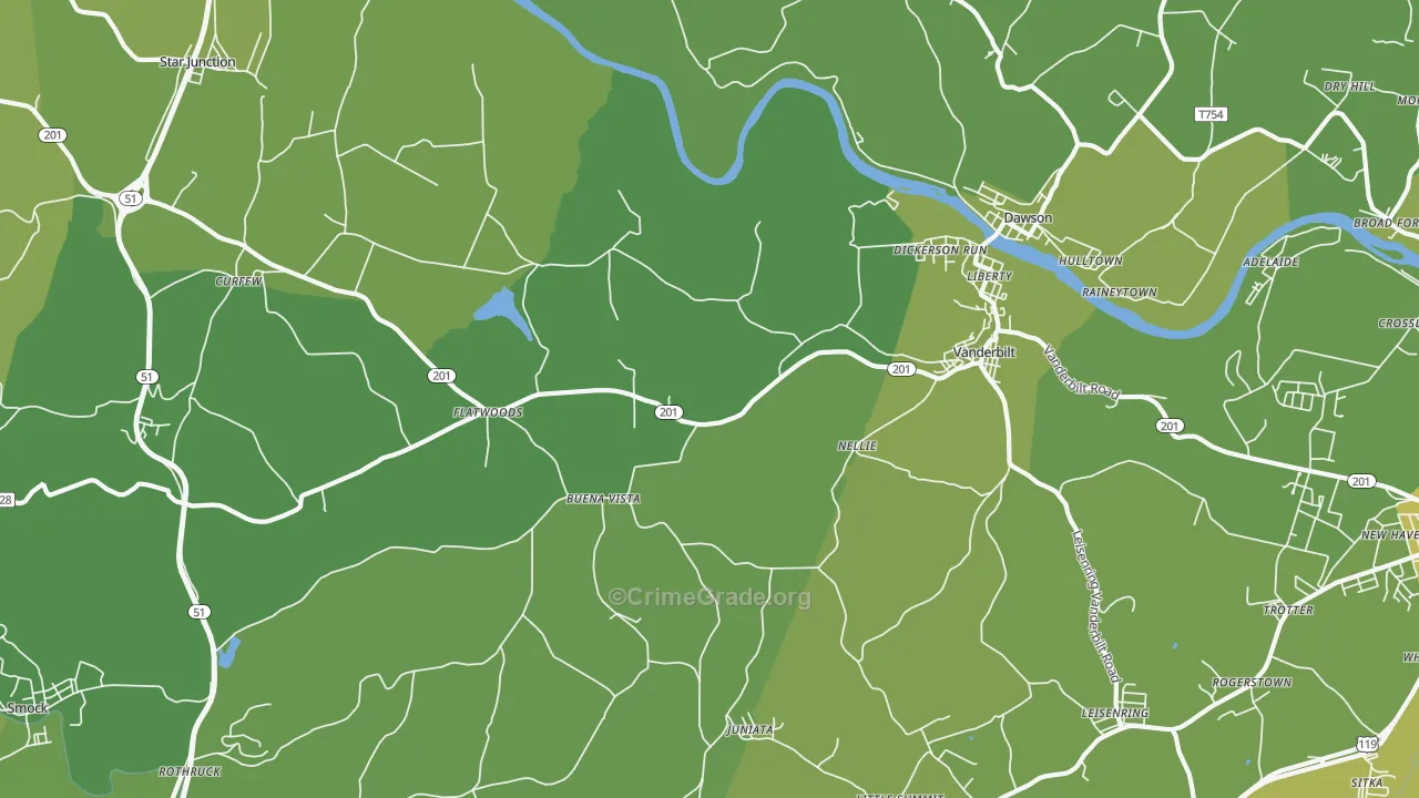 15486, PA Map of Vehicle Theft Rates