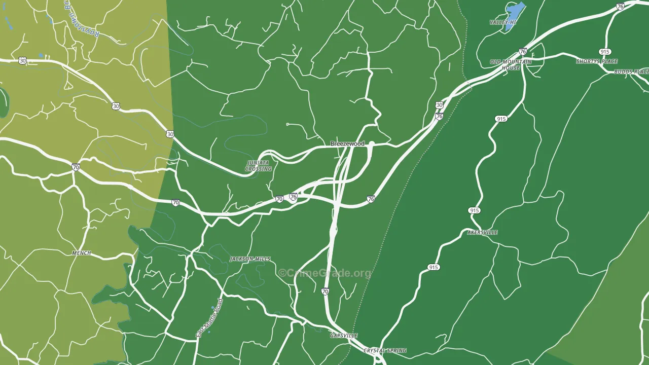 15533, PA Map of Vehicle Theft Rates