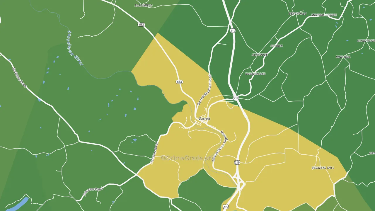 15542, PA Map of Vehicle Theft Rates