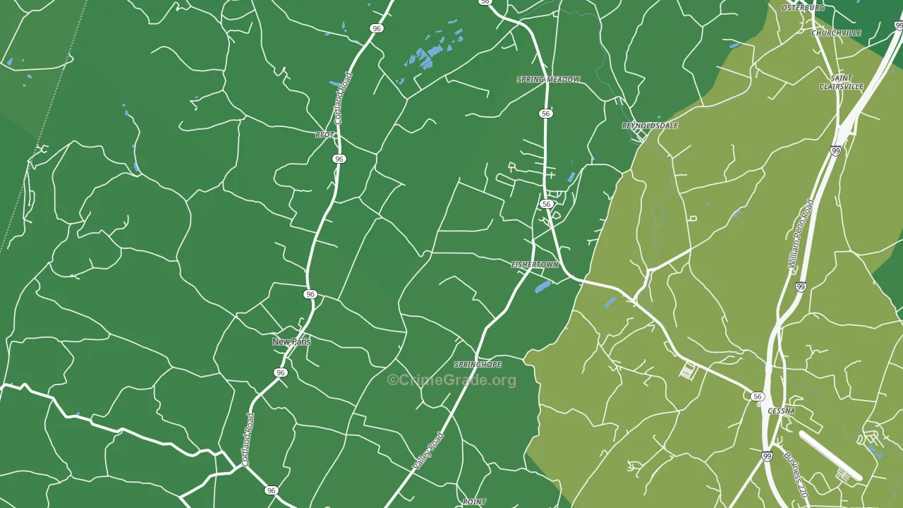 15554, PA Map of Vehicle Theft Rates