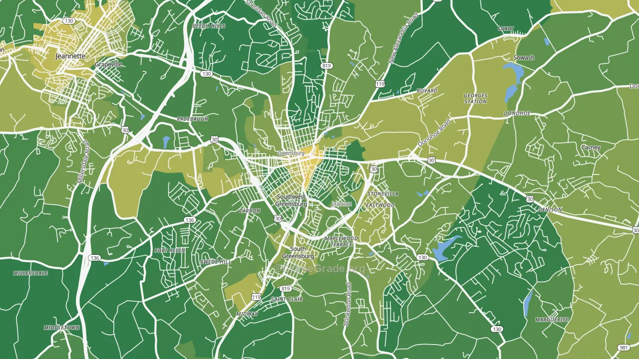 15601, PA Map of Vehicle Theft Rates