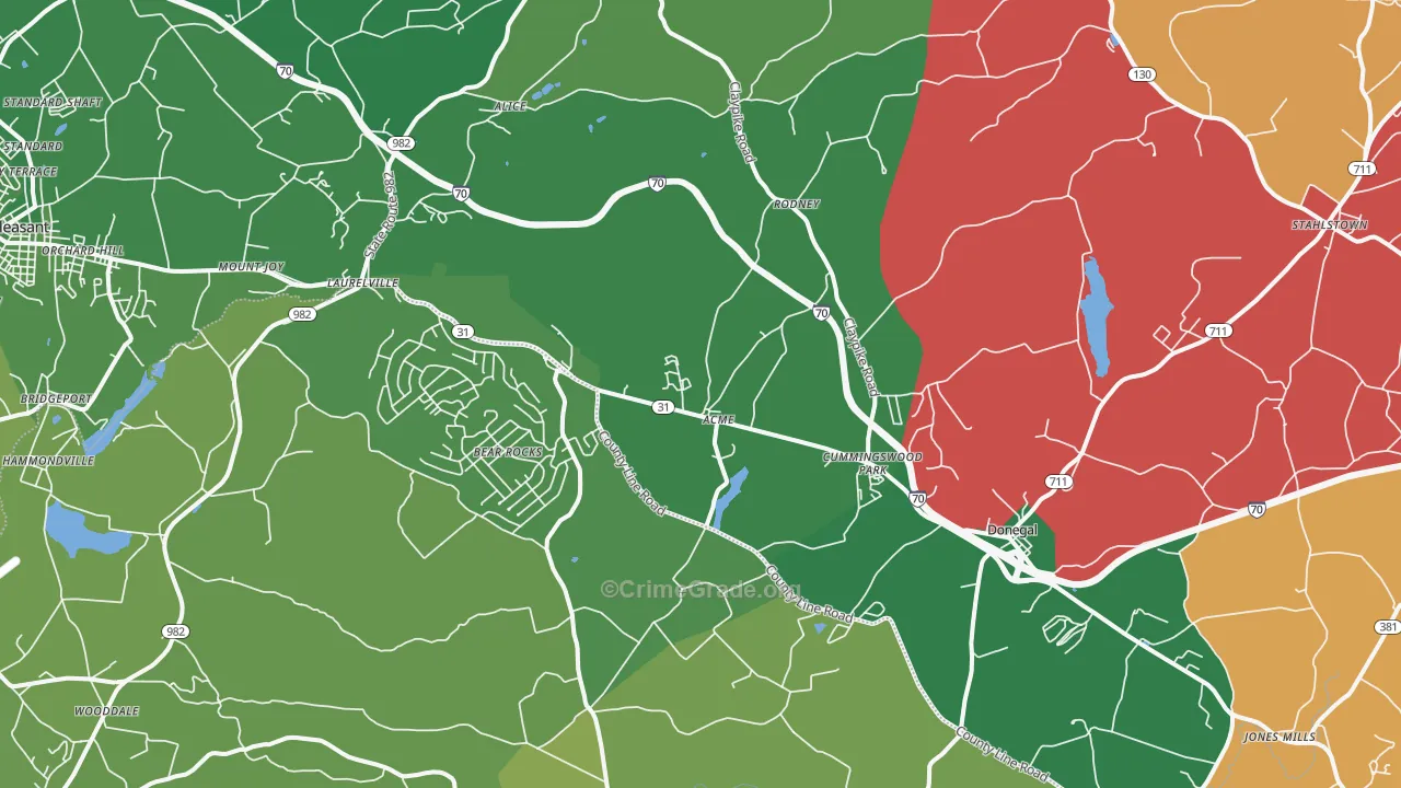 15610, PA Map of Vehicle Theft Rates