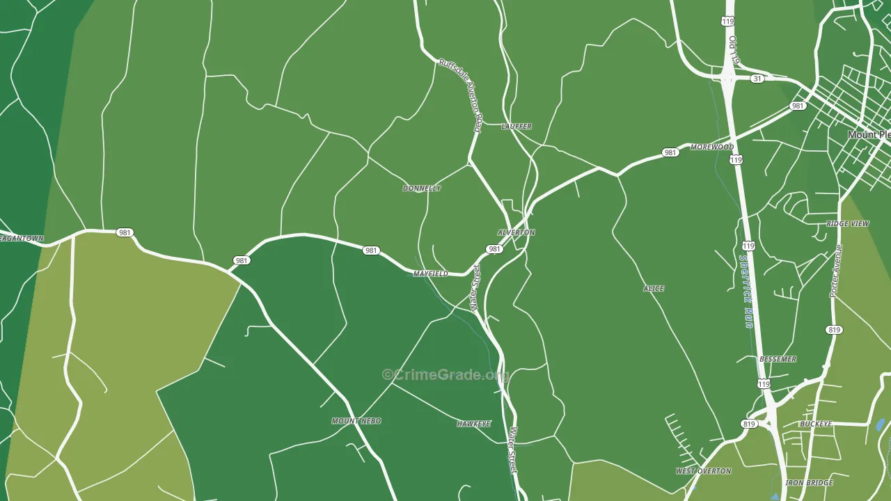 15612, PA Map of Vehicle Theft Rates