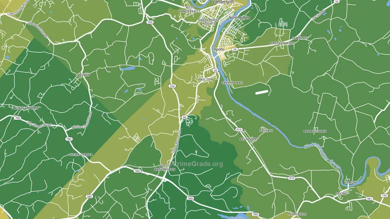 15613, PA Map of Vehicle Theft Rates