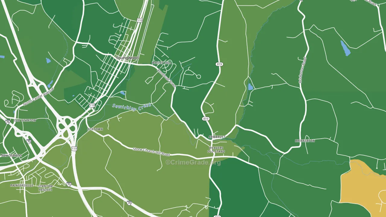 15616, PA Map of Vehicle Theft Rates