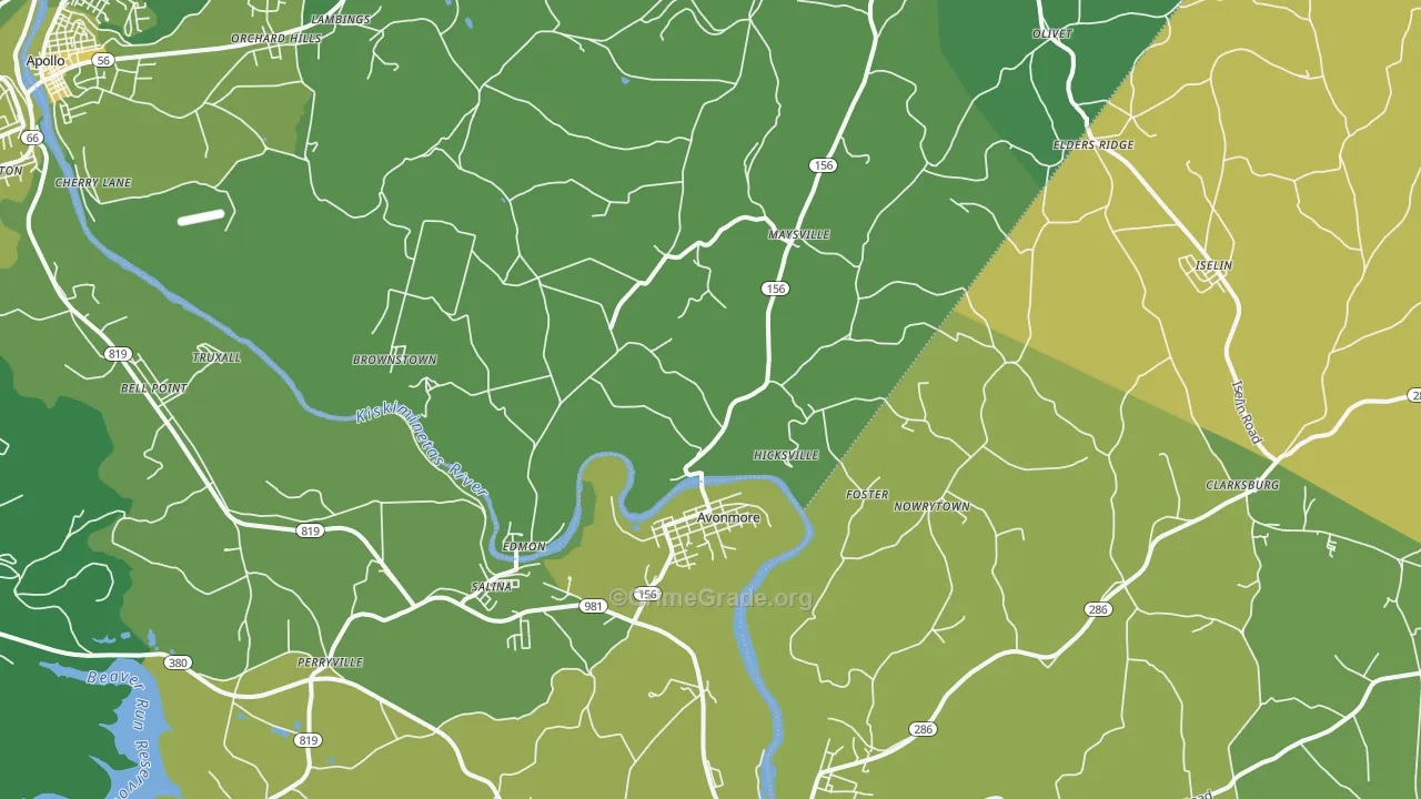 15618, PA Map of Vehicle Theft Rates