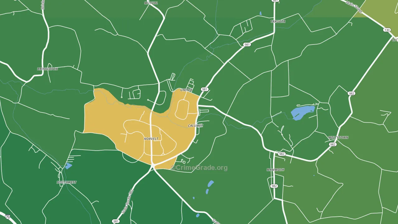 15621, PA Map of Vehicle Theft Rates