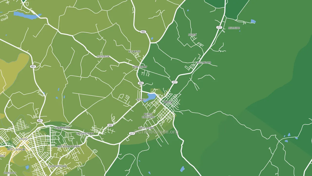 15627, PA Map of Vehicle Theft Rates