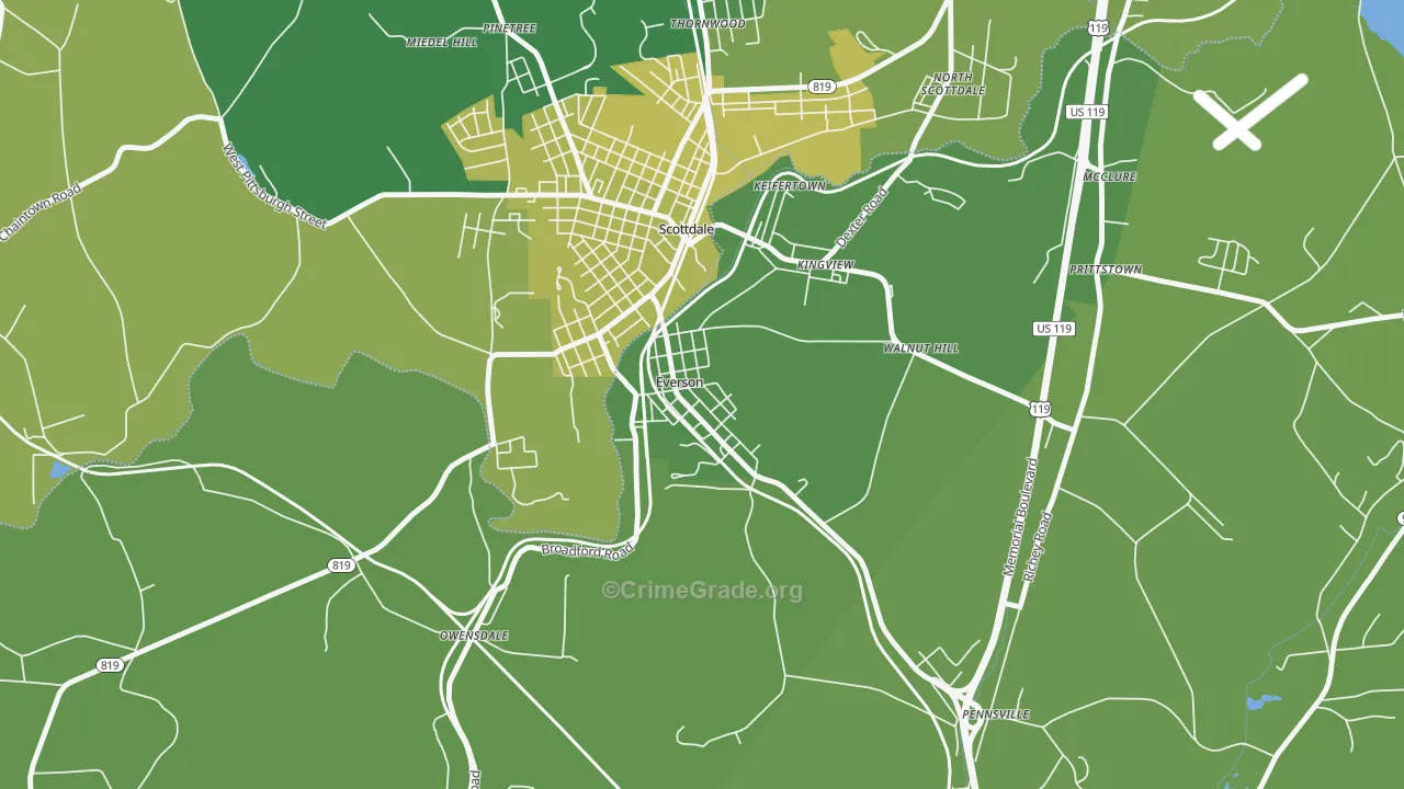15631, PA Map of Vehicle Theft Rates