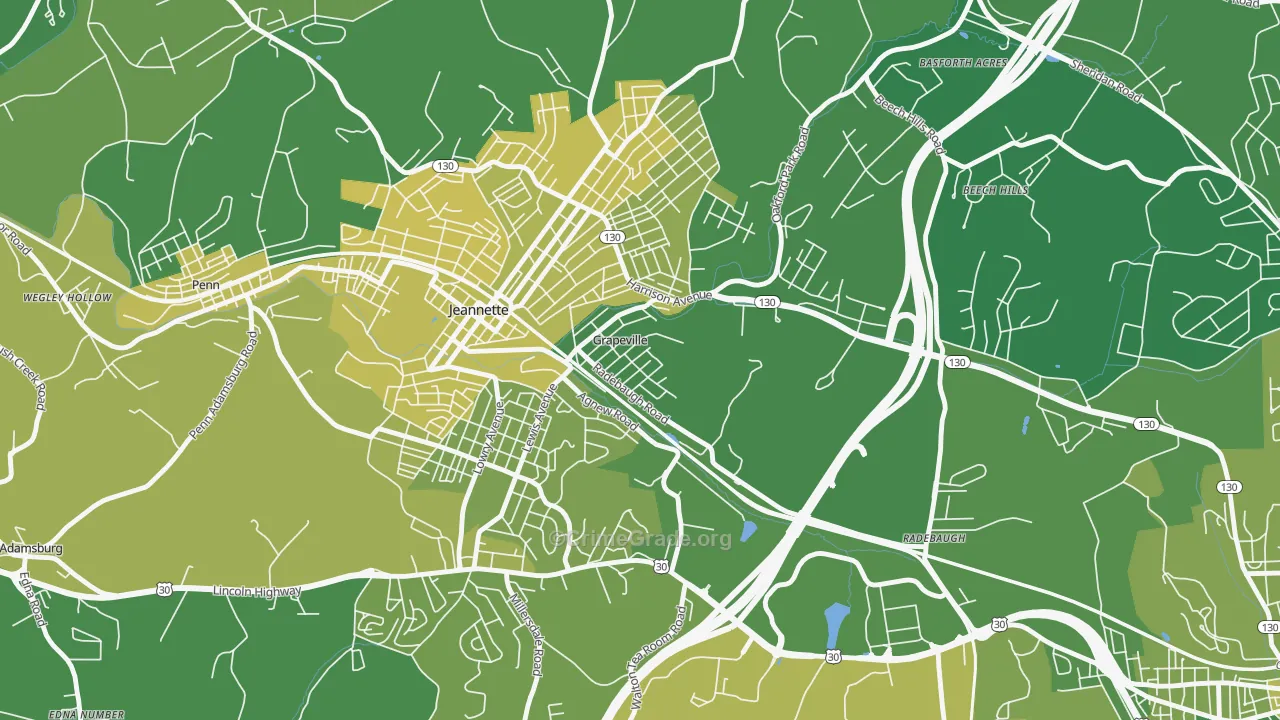 15634, PA Map of Vehicle Theft Rates