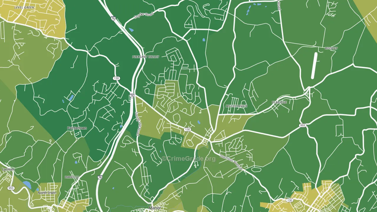 15636, PA Map of Vehicle Theft Rates