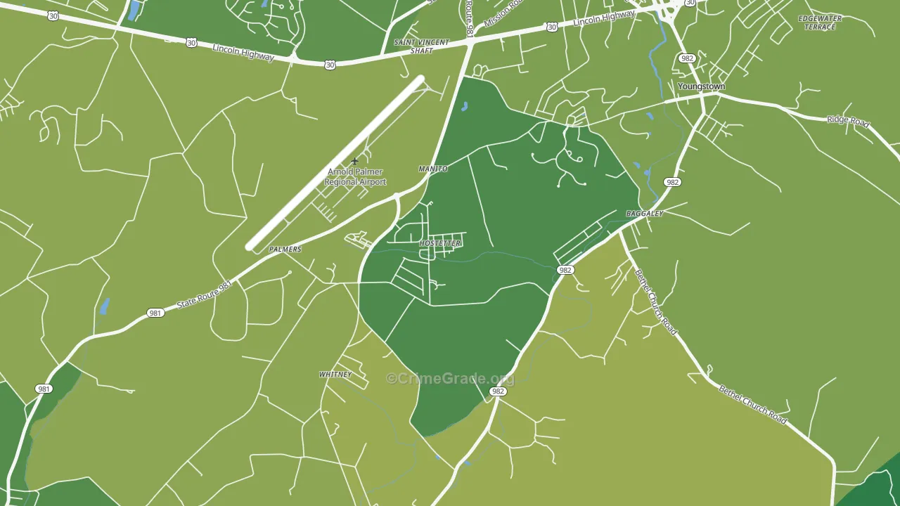 15638, PA Map of Vehicle Theft Rates