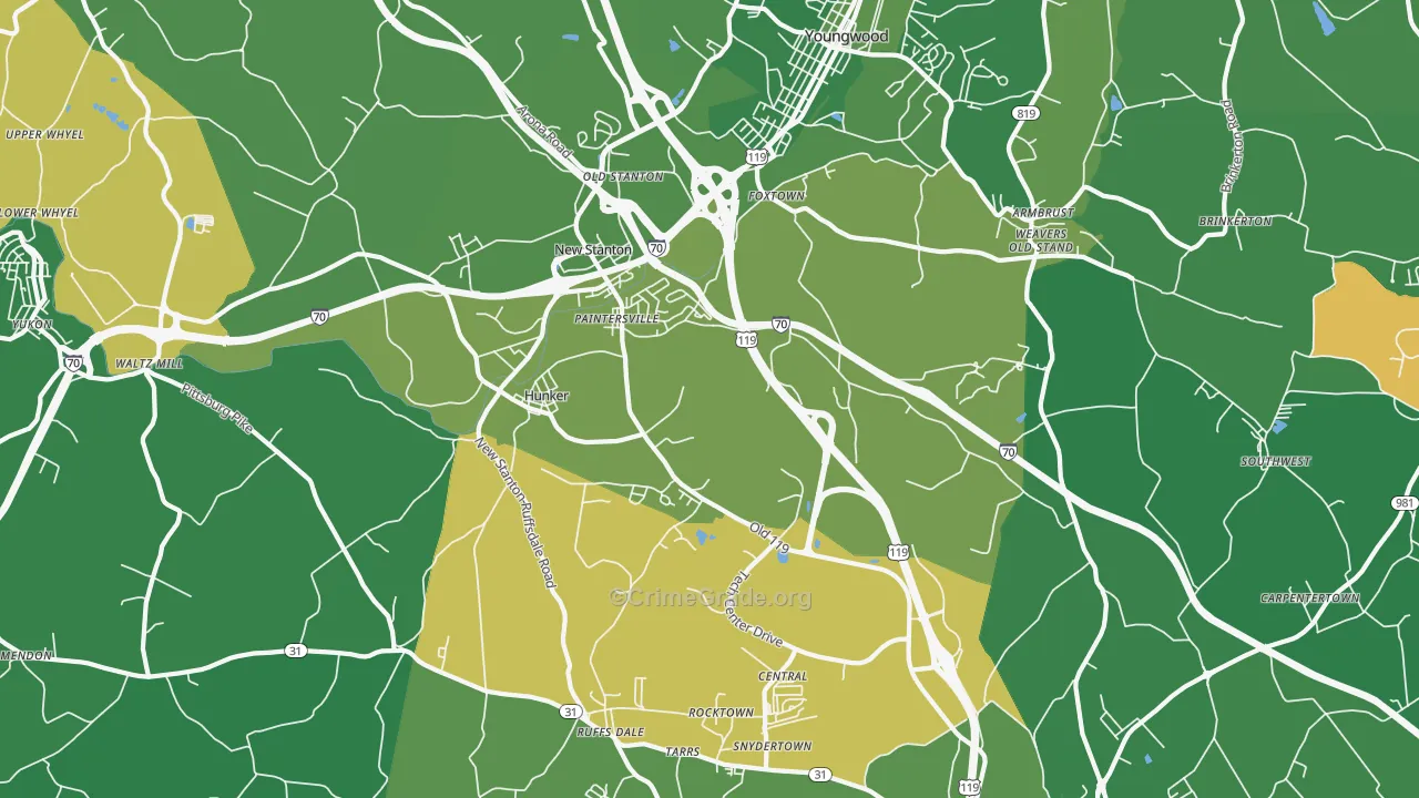 15639, PA Map of Vehicle Theft Rates