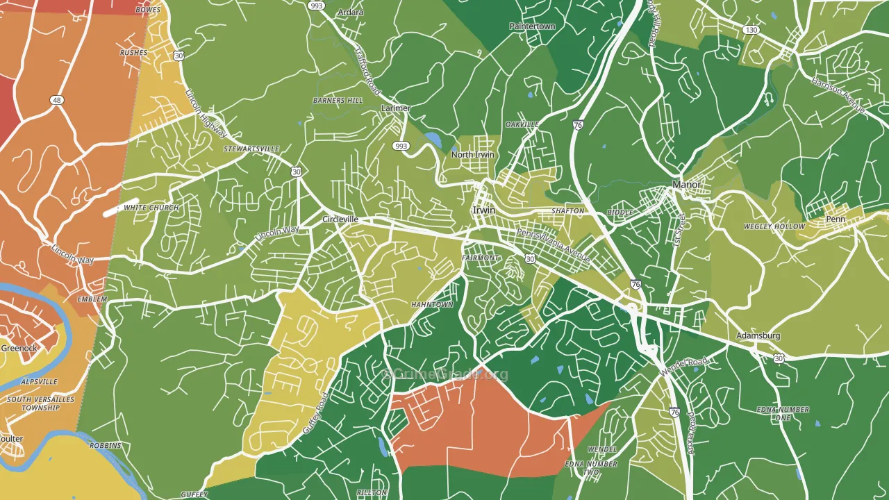 15642, PA Map of Vehicle Theft Rates