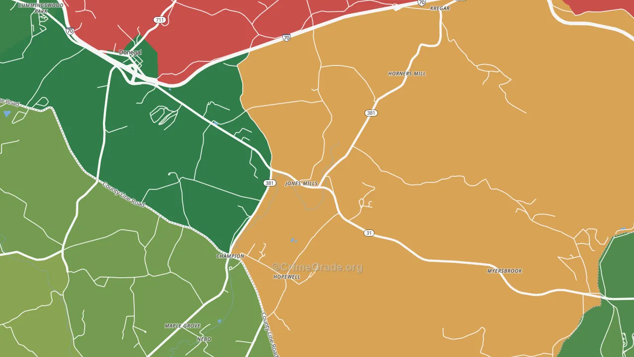 15646, PA Map of Vehicle Theft Rates