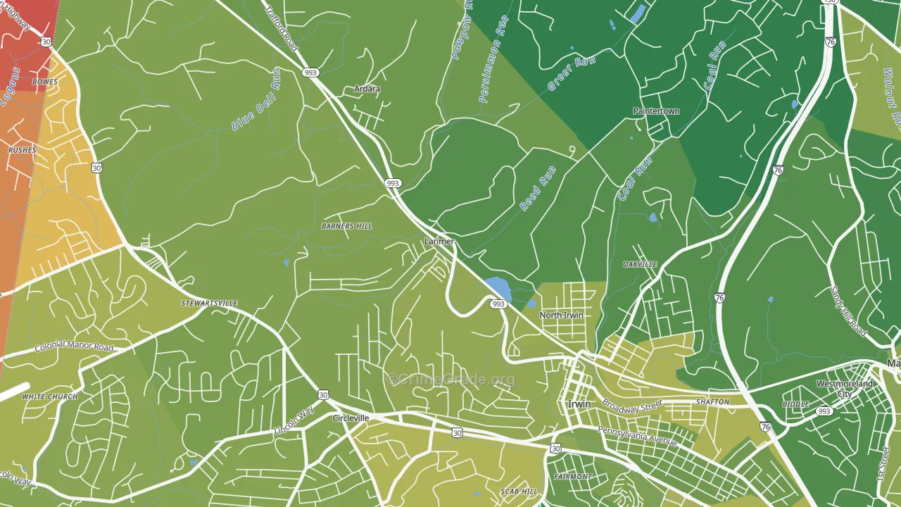 15647, PA Map of Vehicle Theft Rates