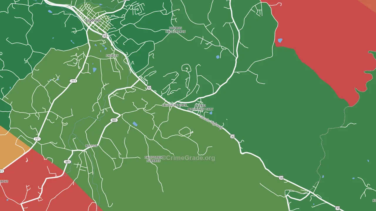 15655, PA Map of Vehicle Theft Rates