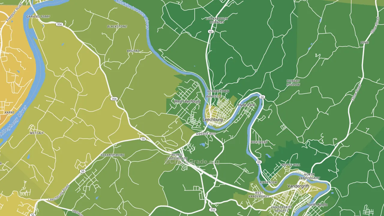 15656, PA Map of Vehicle Theft Rates