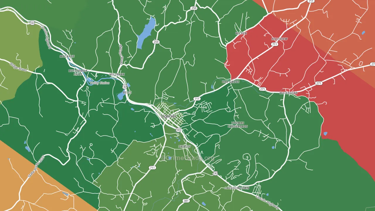 15658, PA Map of Vehicle Theft Rates