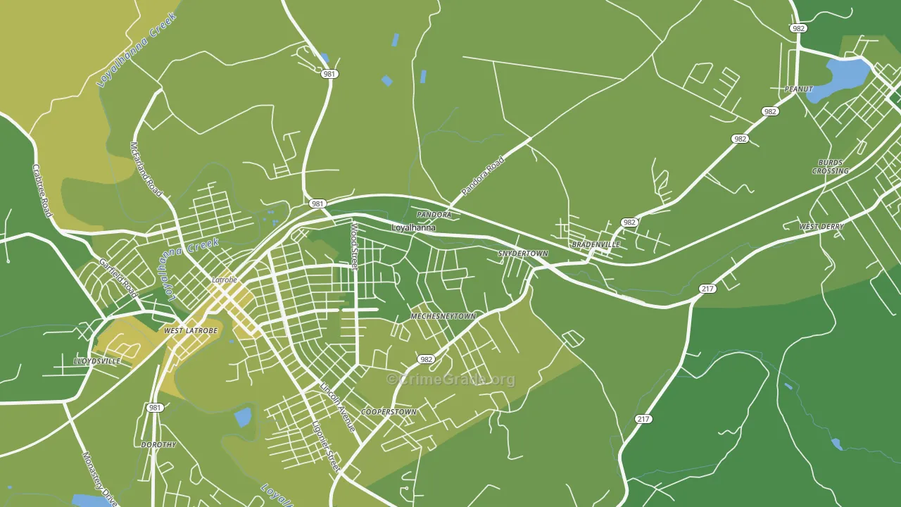 15661, PA Map of Vehicle Theft Rates