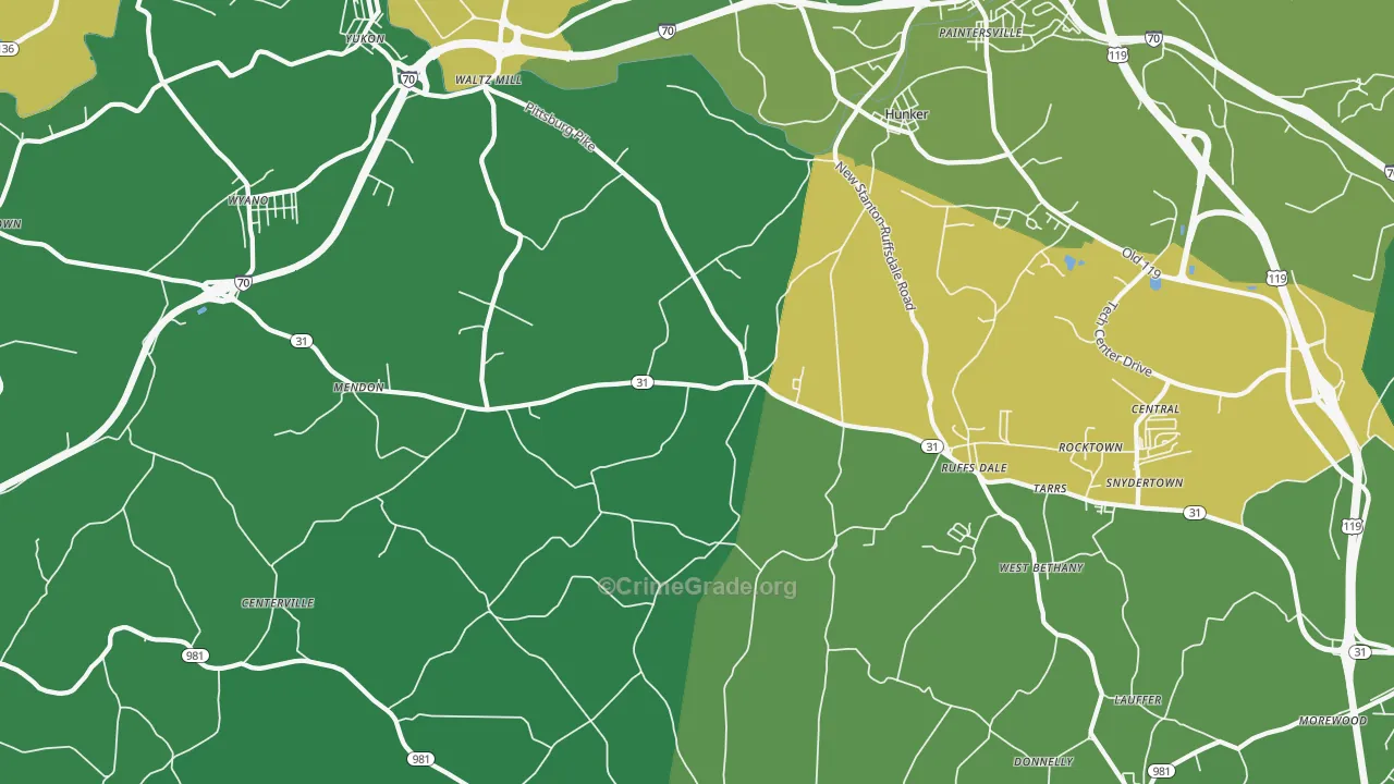 15679, PA Map of Vehicle Theft Rates