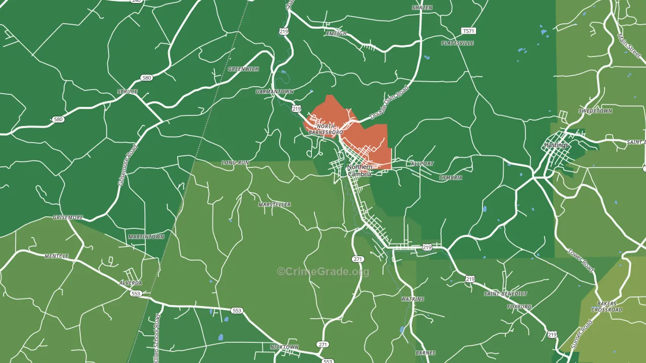 15714, PA Map of Vehicle Theft Rates
