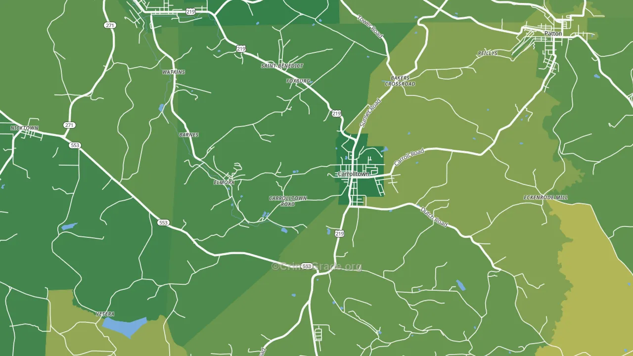 15722, PA Map of Vehicle Theft Rates
