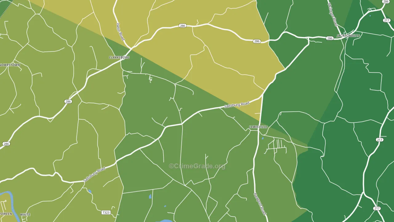 15725, PA Map of Vehicle Theft Rates