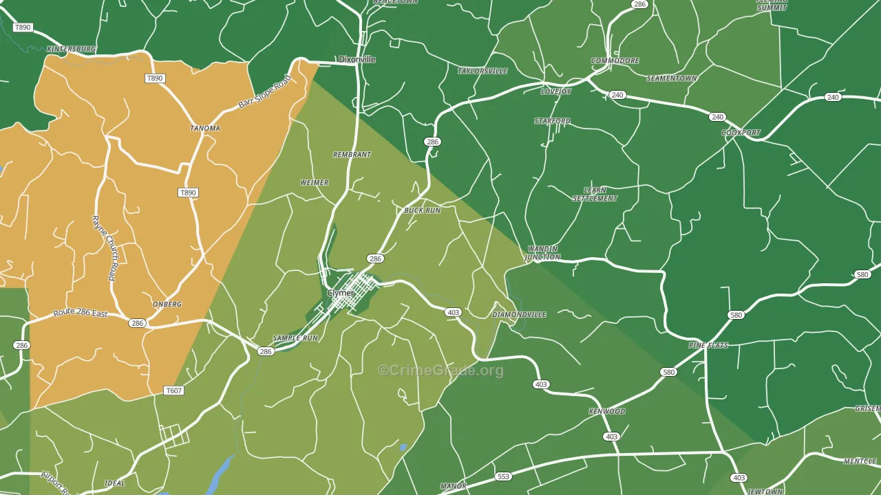 15728, PA Map of Vehicle Theft Rates
