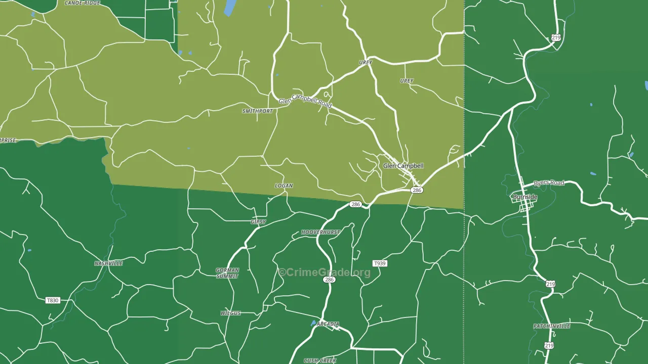 15742, PA Map of Vehicle Theft Rates