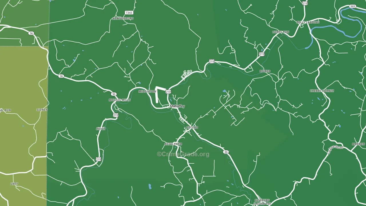 15757, PA Map of Vehicle Theft Rates