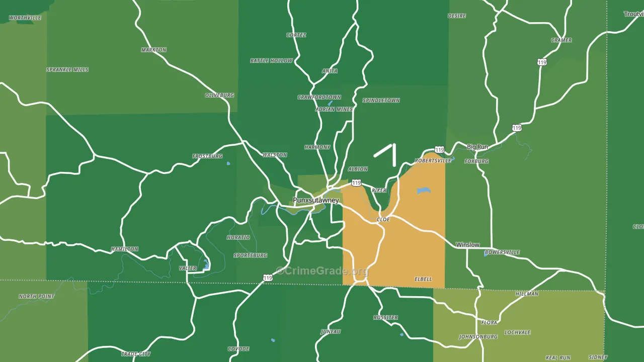 15767, PA Map of Vehicle Theft Rates