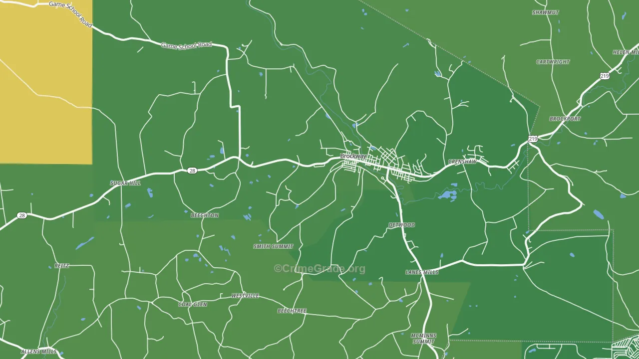 15824, PA Map of Vehicle Theft Rates