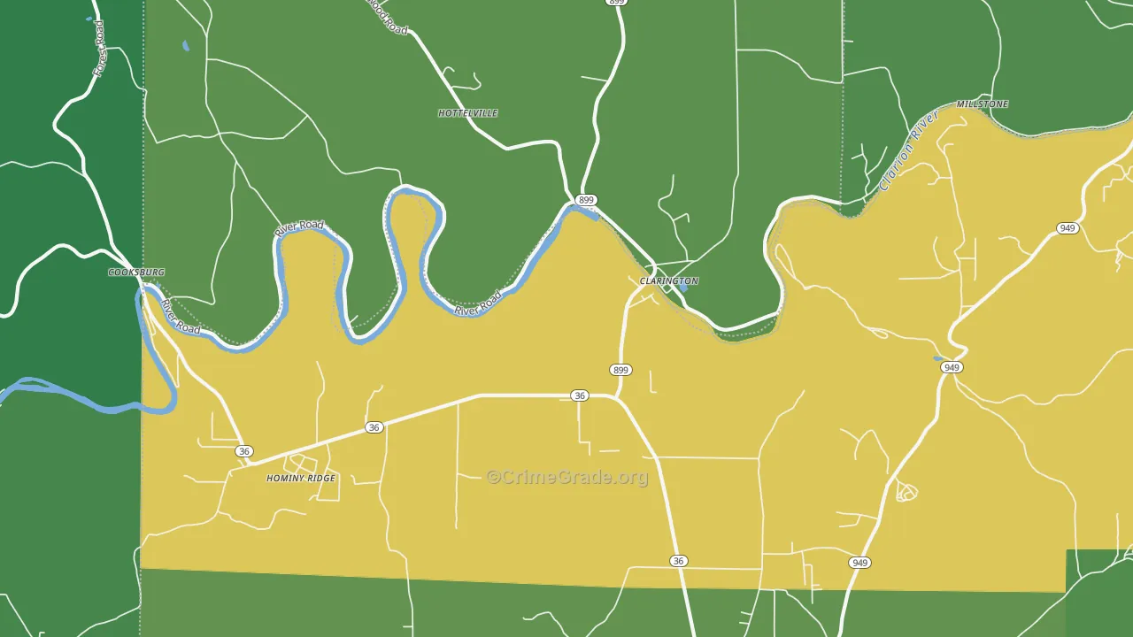 15828, PA Map of Vehicle Theft Rates
