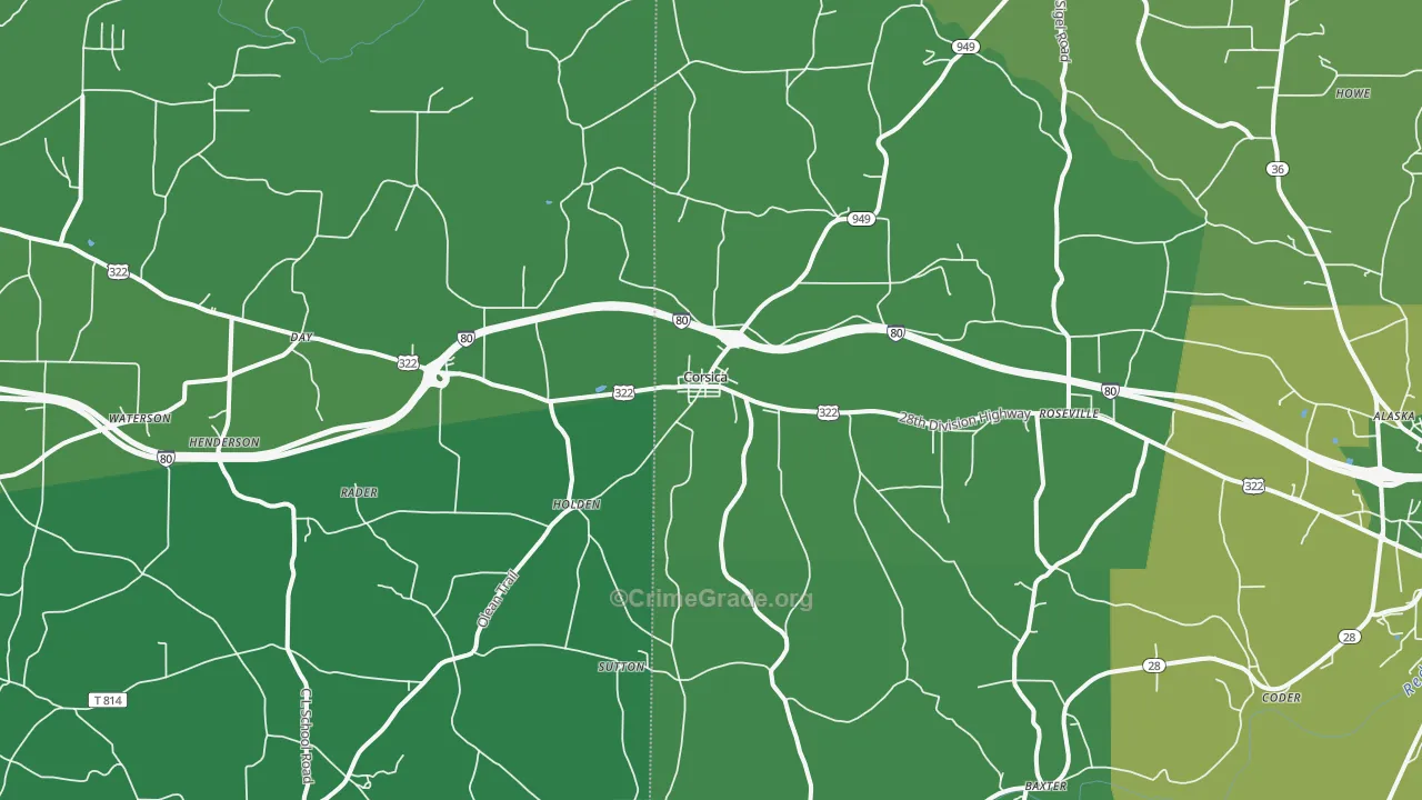 15829, PA Map of Vehicle Theft Rates
