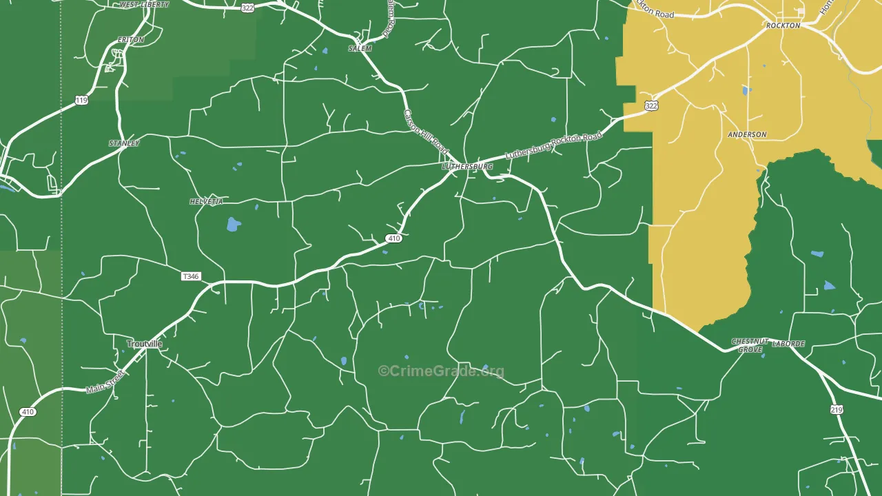 15848, PA Map of Vehicle Theft Rates