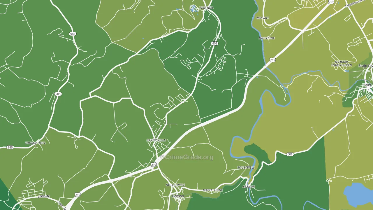 15928, PA Map of Vehicle Theft Rates