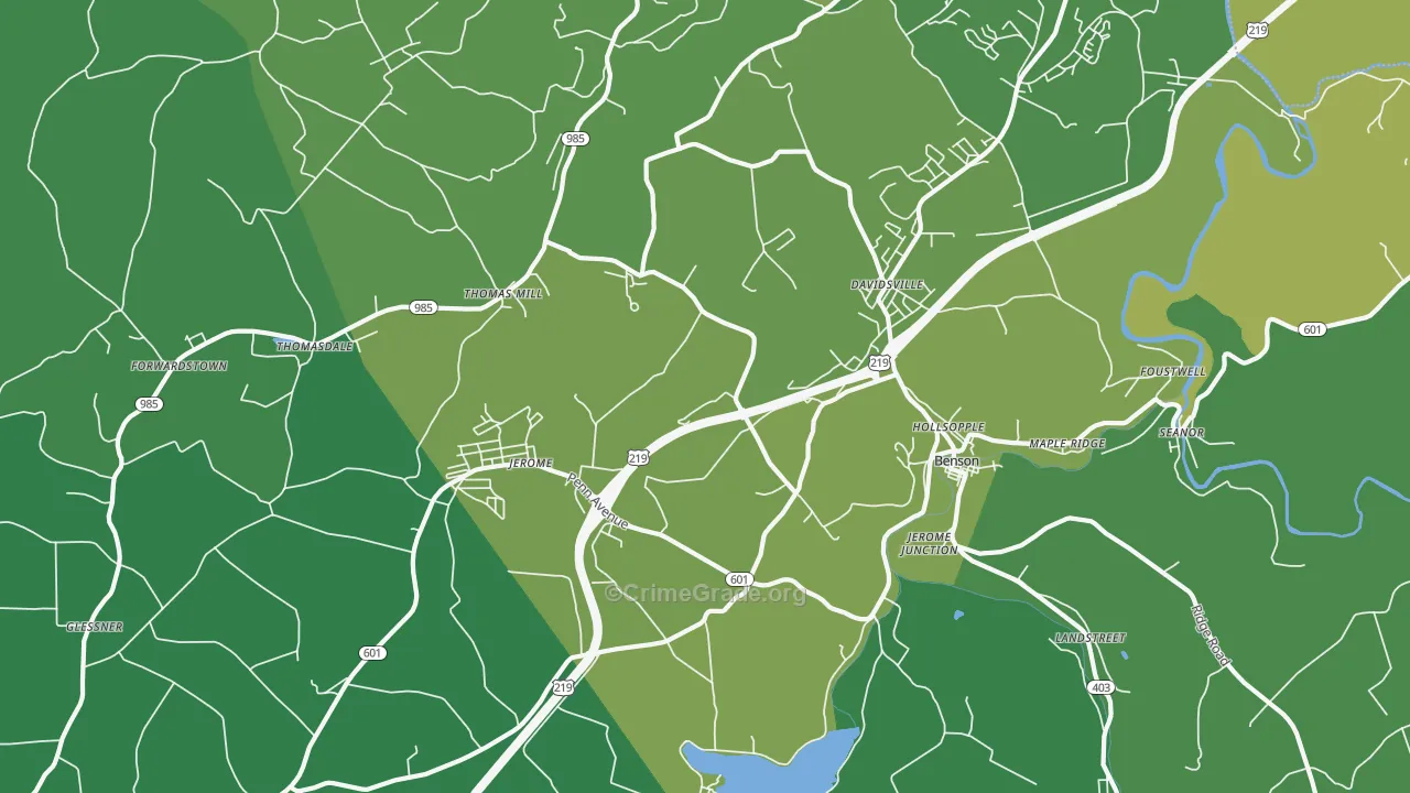 15935, PA Map of Vehicle Theft Rates