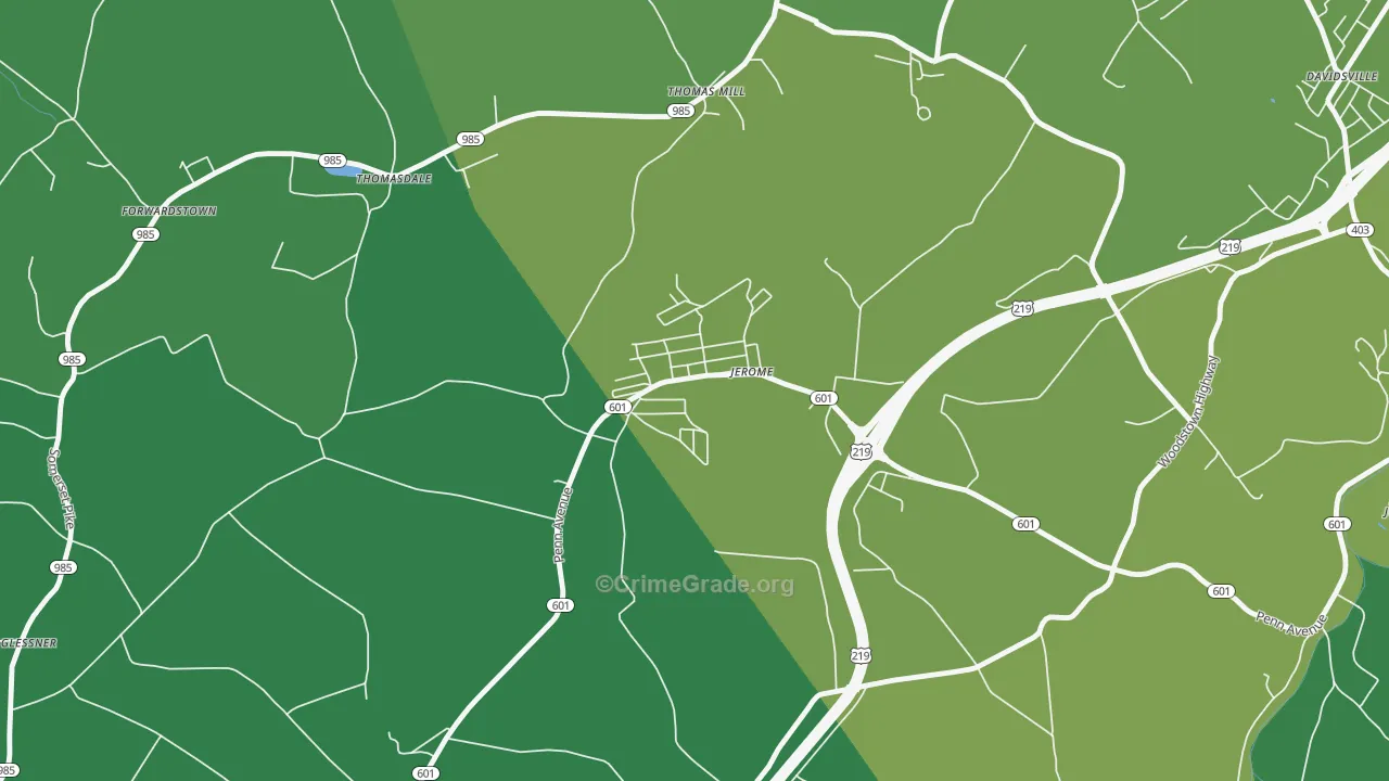 15937, PA Map of Vehicle Theft Rates