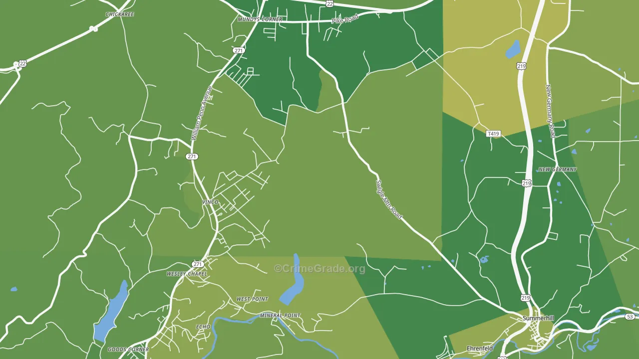 15942, PA Map of Vehicle Theft Rates