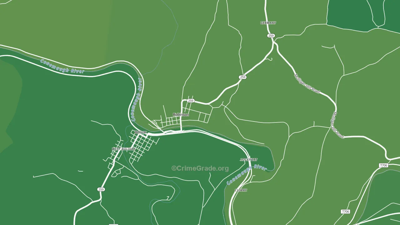 15949, PA Map of Vehicle Theft Rates