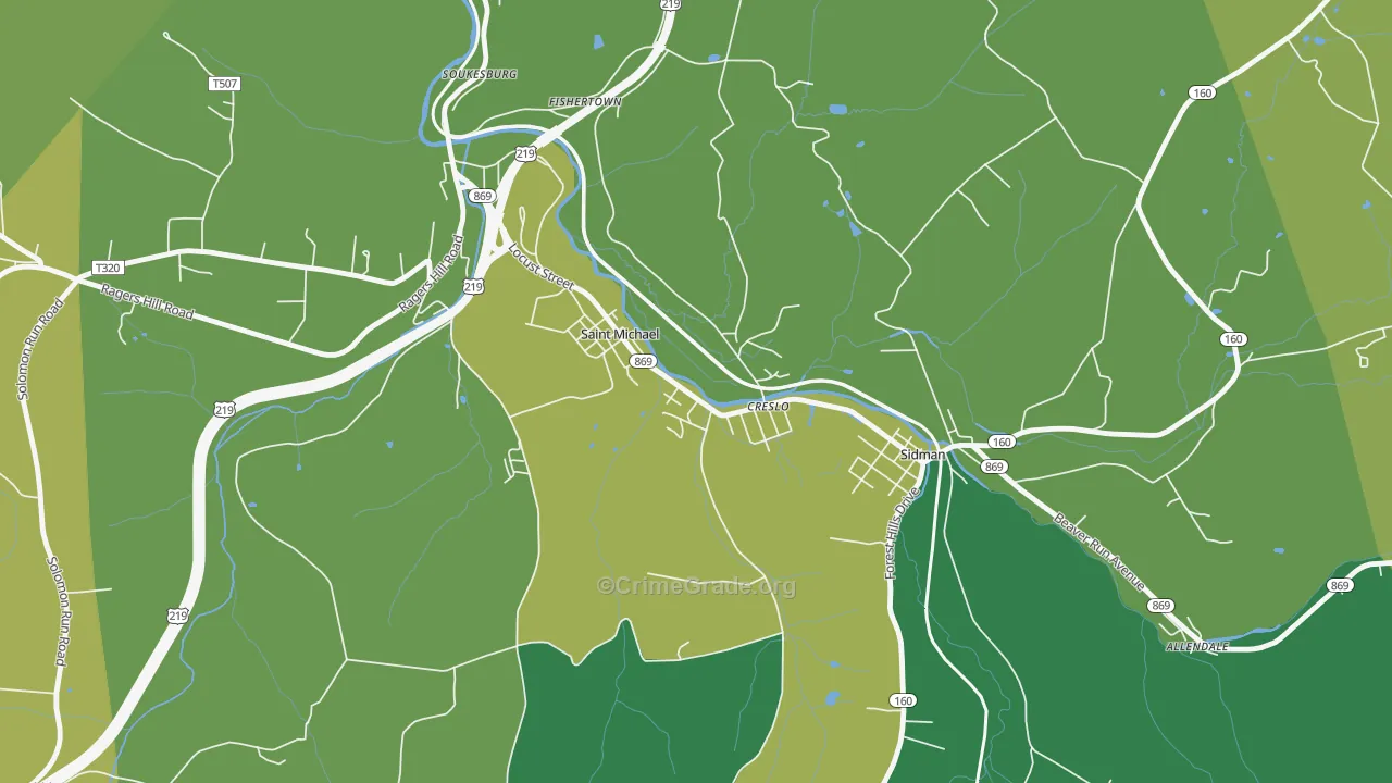 15951, PA Map of Vehicle Theft Rates