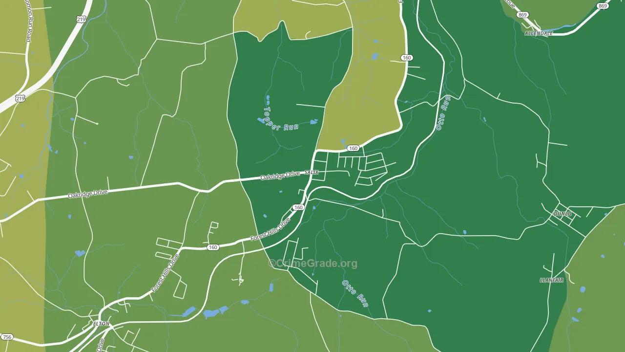 15952, PA Map of Vehicle Theft Rates